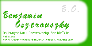 benjamin osztrovszky business card